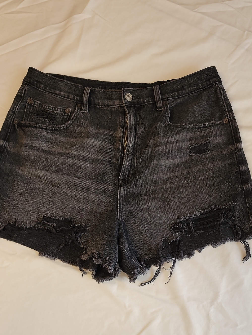 American Eagle Outfitters Distressed Black Gray Denim Shorts